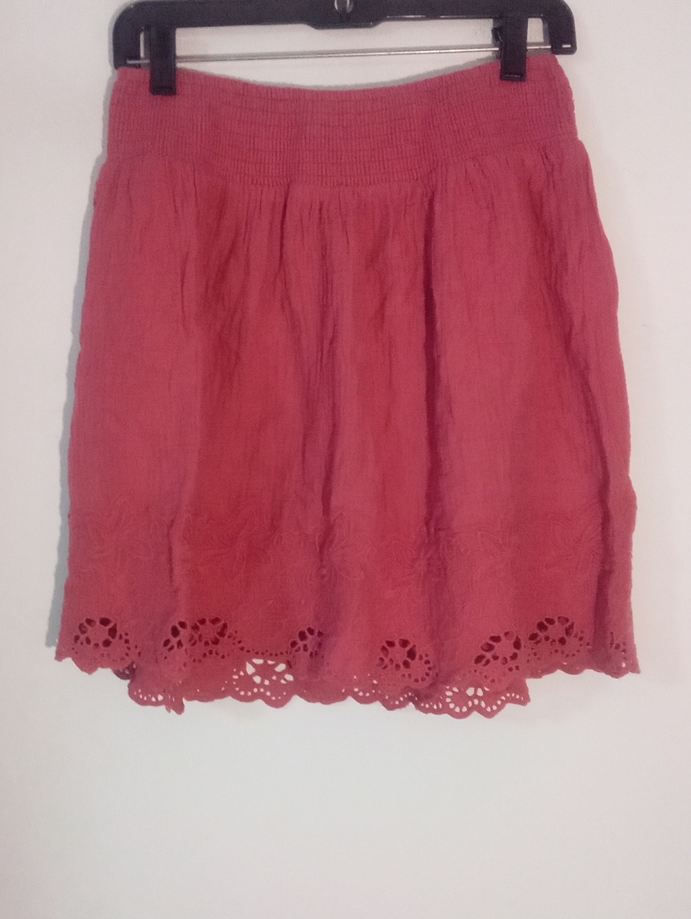 * Universal Thread Pink Eyelet Hem Cotton Skirt Medium NWT $28 100% Cotton